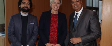 Baldewsingh (right), with princess Laurentien (center)